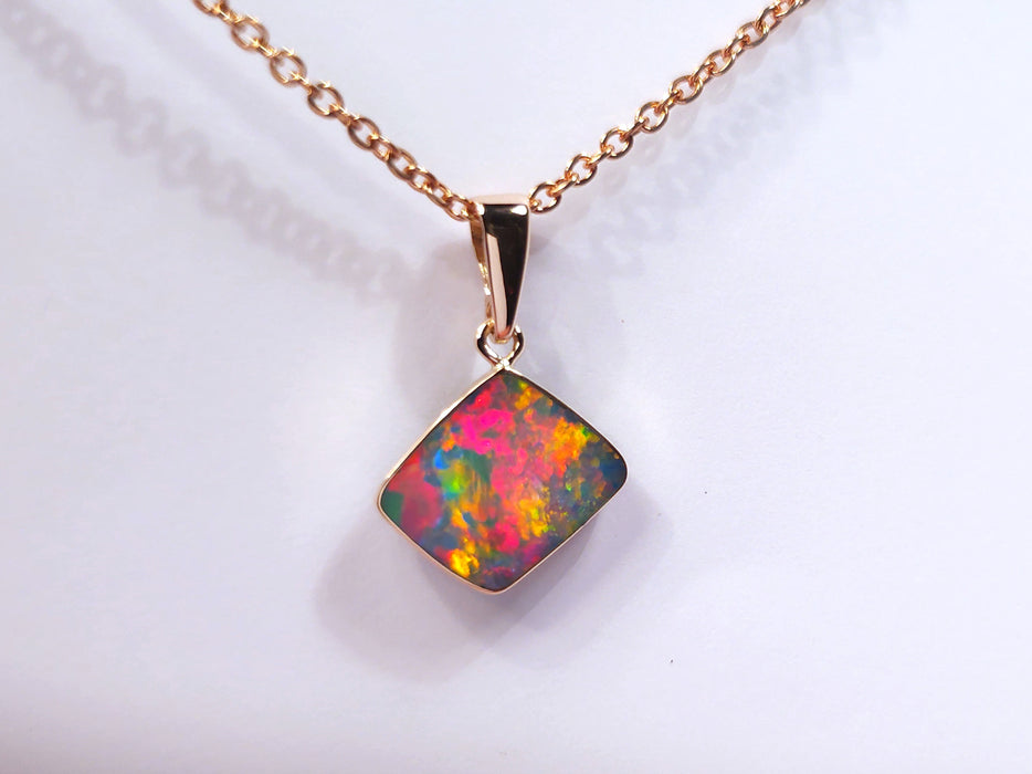 Bougain Blush' Australian Opal Pendant 4.2ct 14k Rose Gold Genuine Jewelry L86