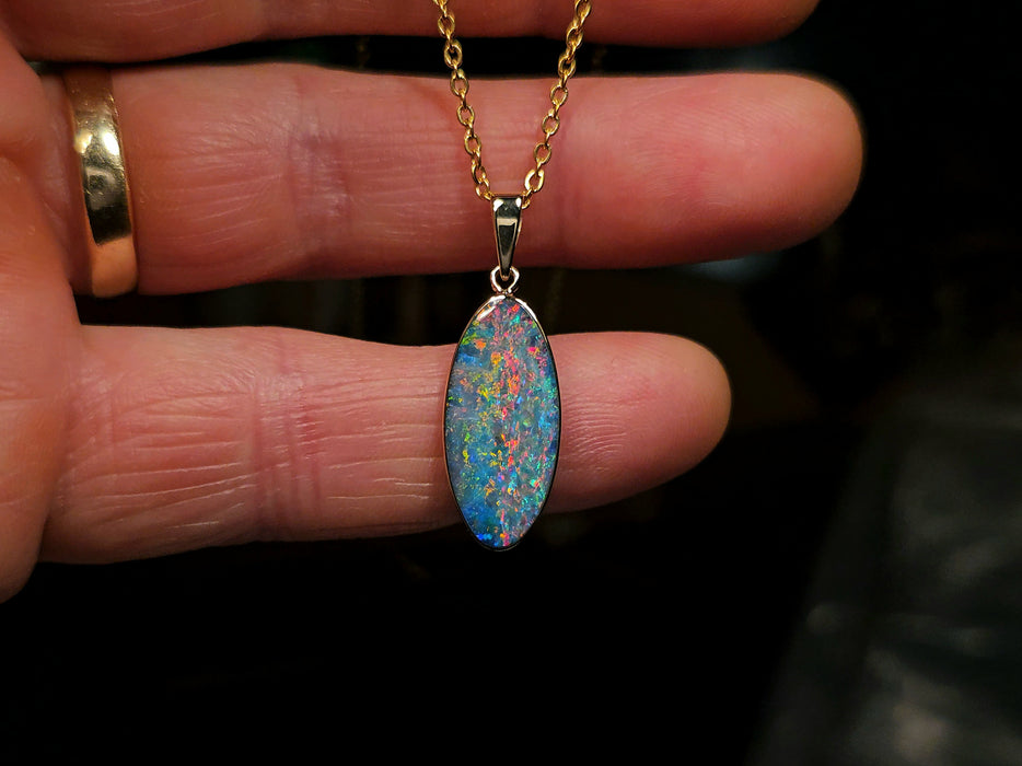Spring Rain' Genuine Australian Opal Pendant Gem Gift 6.3ct O46