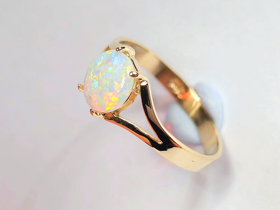 Cristal' Australian Solid Opal Ring 14k Gold 1.5g US Sz 6.25 Free Resize. N13