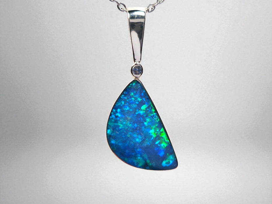 Estrellazul' Australian Opal & Sky Blue Topaz Silver Pendant 11.4 ct O53