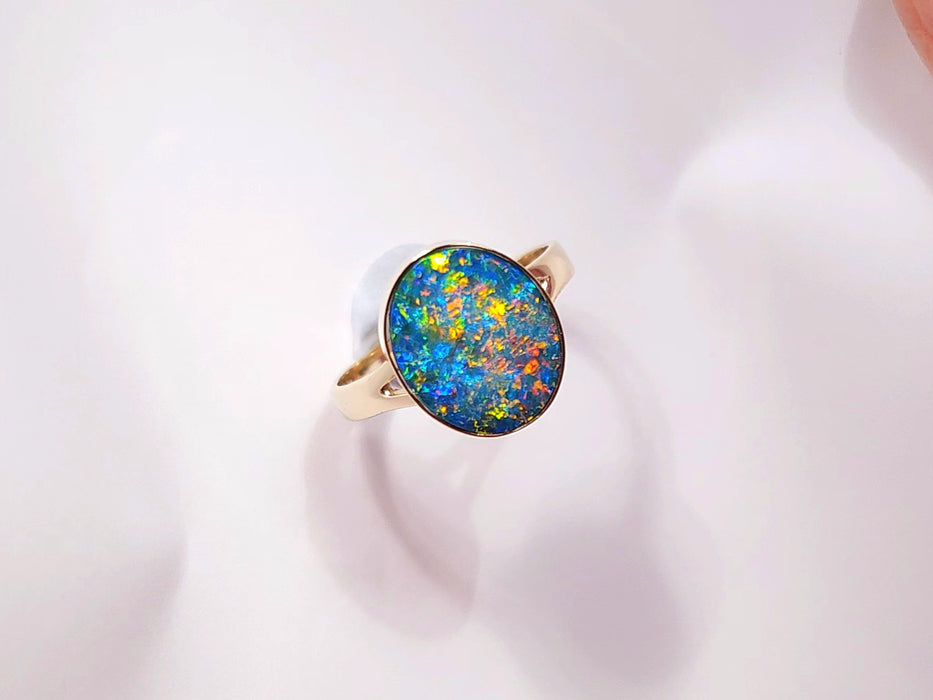 Deep Space' Australian Opal Ring Gem Gift 2.4g 14k Free Re-Size 6 .5 K93