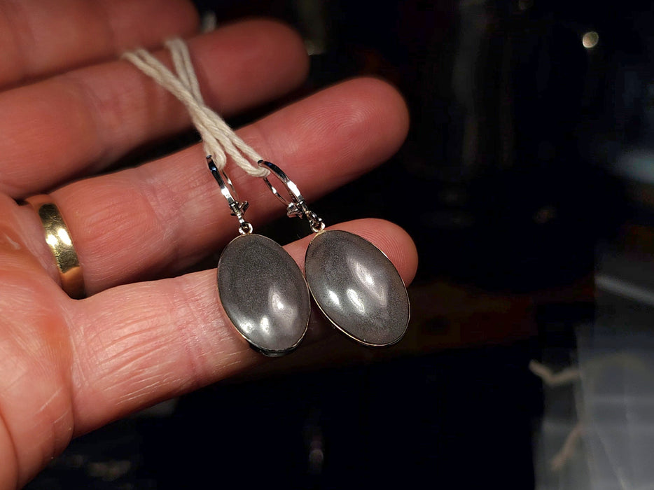 Blue Bells' Large Australian Opal Solid White Gold Dangle Earrings 4.6g Q63