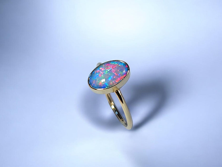 Boquet' 14k Gold Australian Opal Ring 2g Free Re-Size Q36