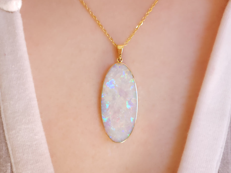 Orbe Opalino' Large Natural Solid Australian White Opal Pendant 15.4ct M30