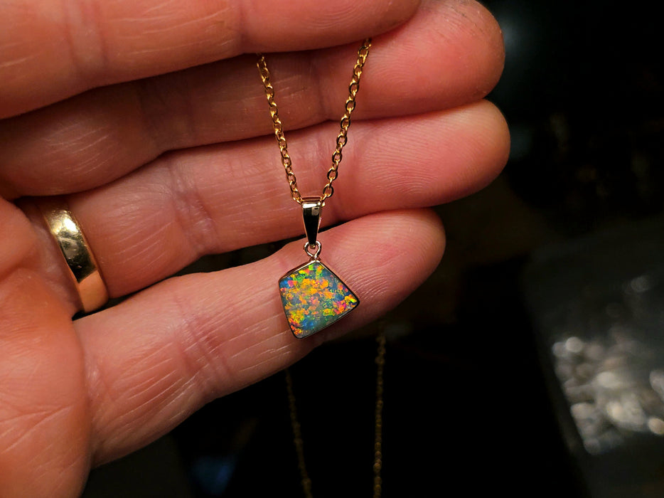 Barocco' Genuine Australian Opal Pendant 14k Gem Gift 5ct O43