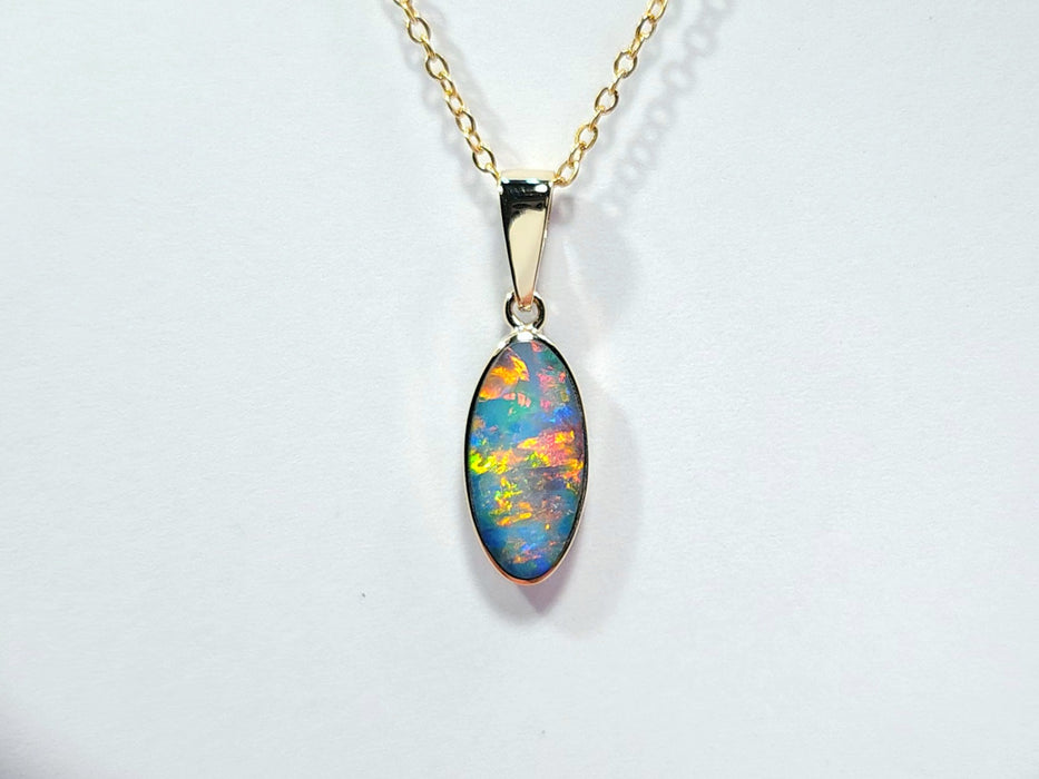 Viti' Rare Genuine Australian Opal Pendant 14k Gem Gift 0.8g Q73