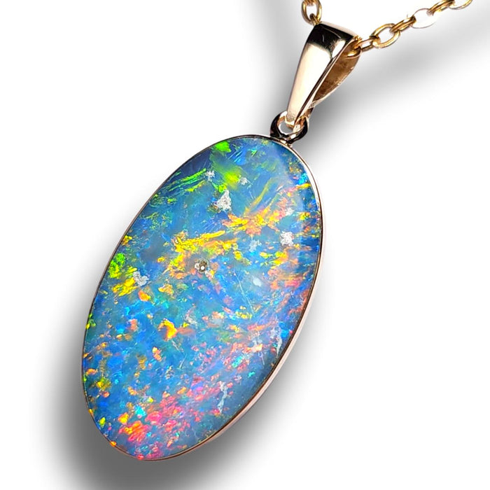 Jupiter' Australian Opal Pendant 10ct 14k Gold Gem Inlay Gift J84