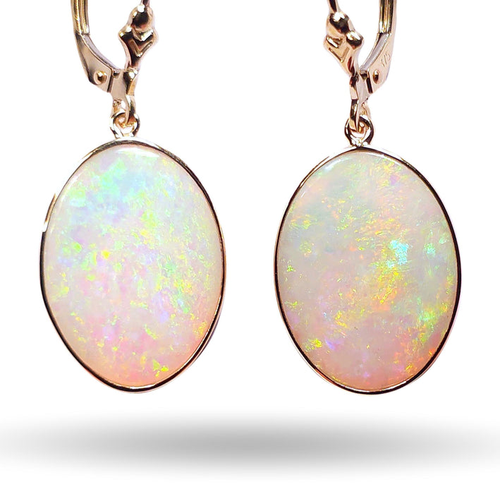 Cristal De Luz' Natural Australian Solid Gold Dangle Opal Earrings 14.6ct L22
