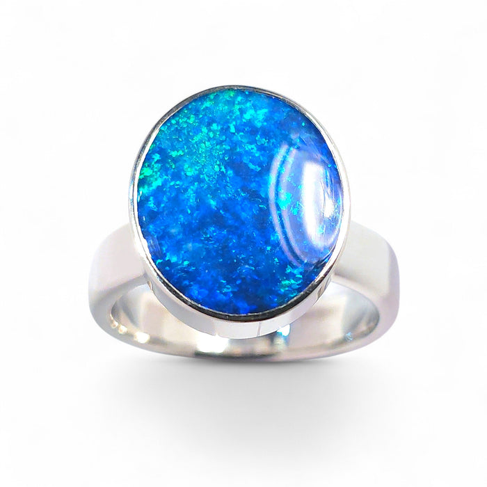 The Deep' Large Unisex Australian Opal Silver Ring 8.9g Free Re-Size Q30