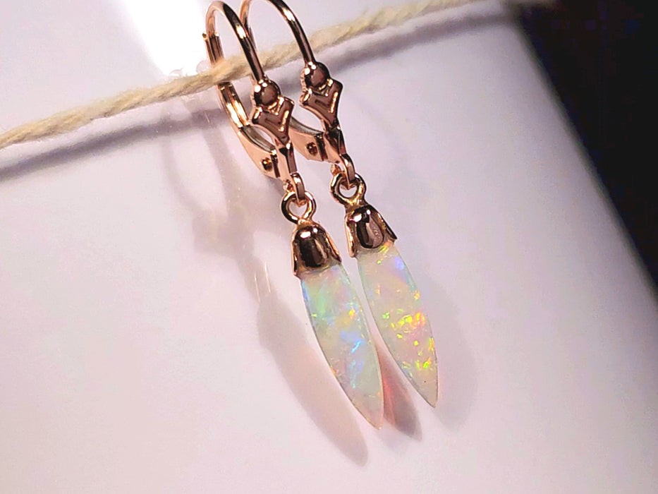 Piccolo Fiore' Australian Solid Opal Gold Dangle Earrings 5.6ct K85