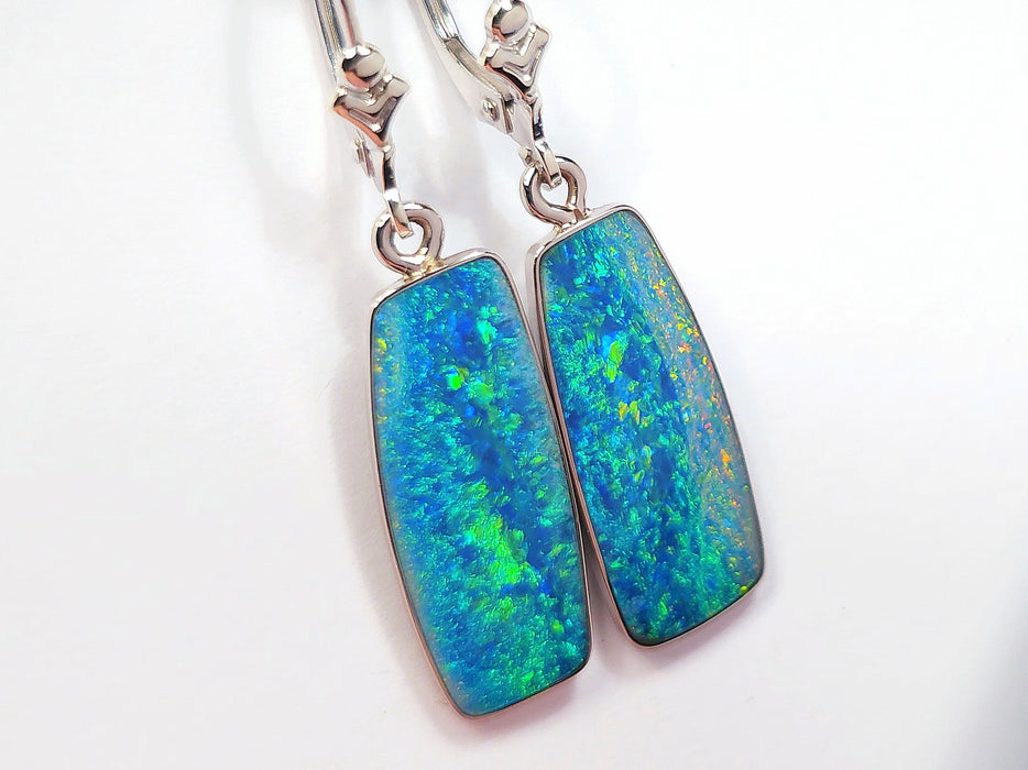 Dois Rios' Australian Opal Earrings White Gold Gem Gift Jewelry 14ct N04