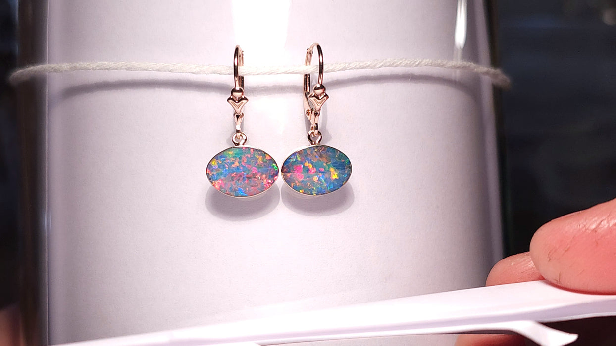 Rose Boquet' Australian Opal Earrings Pink Gold Dangle Jewelry Gems 9.1ct J53