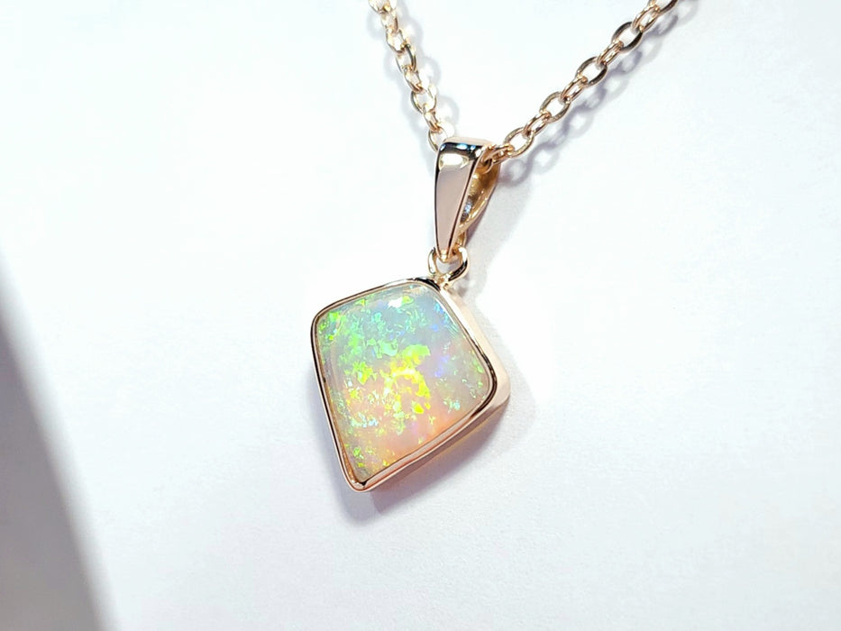 Kristallrose' Australian Solid Crystal Opal 14K Pink Gold Pendant 1g Q65