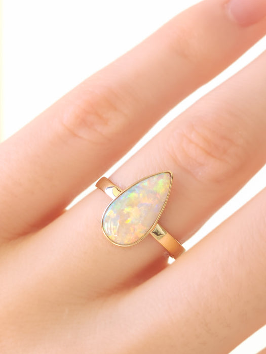 Rain Drop' Australian Solid Opal Ring 14k Gold 2.1g Size 7 M06