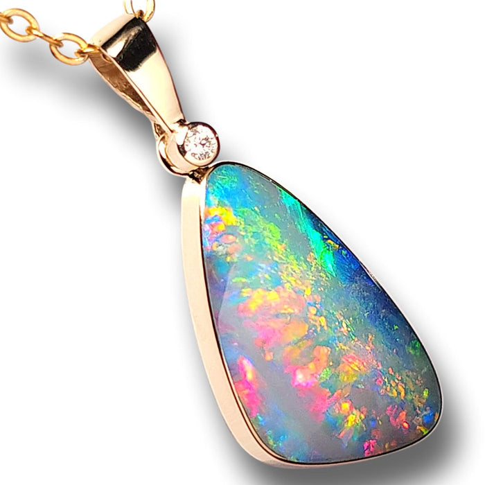 Lightning Flower' Australian Opal & Diamond Pendant Super Gem Gift 8.3ct J58