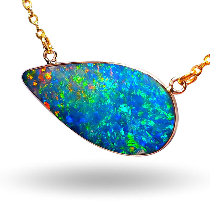 Reef Dream' Large Genuine Australian Opal 14k Pendant Necklace 10.5ct L77