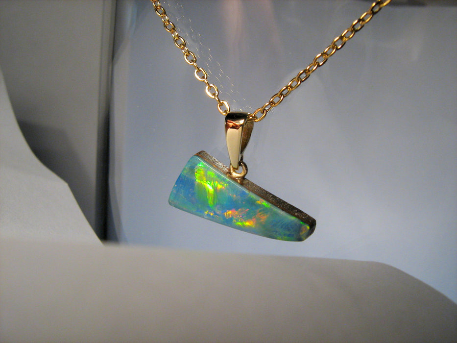 Bright Australian Crystal Opal Pendant 14k Gold Doublet Gift 6ct I64