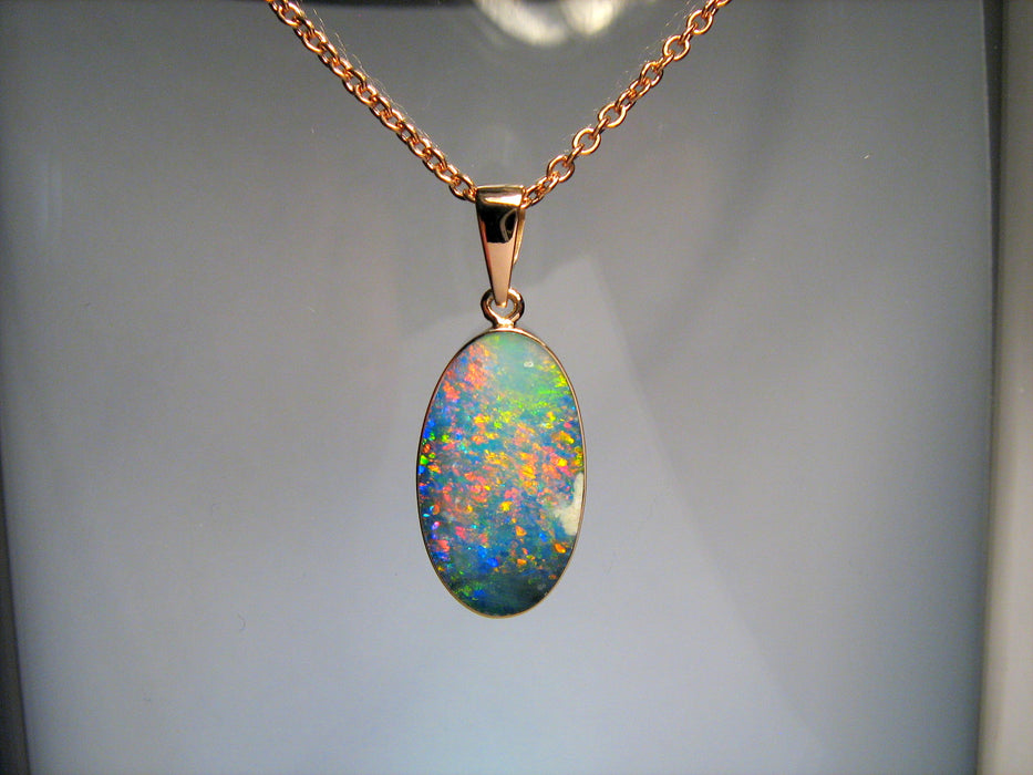 Classic Australian Olympic Opal Pendant 14kt Rose / Pink Gold Jewelry 5.65ct I86