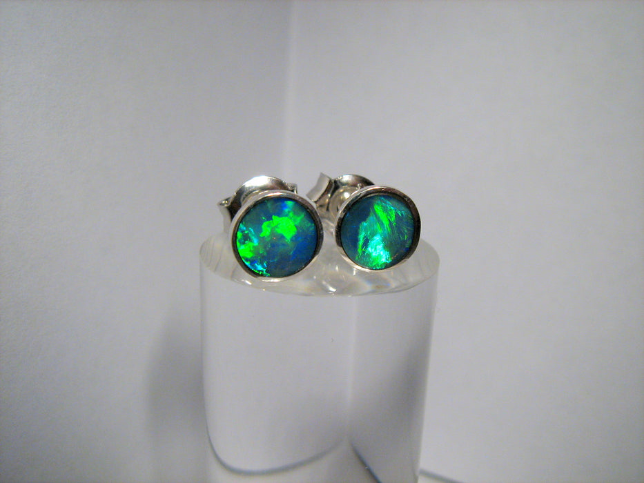 Brilliant Green Fire Australian Opal Pendant & Stud Set Gem Gifts 12.45ct J15