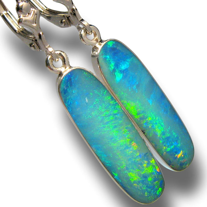 Luminous Australian Opal Earrings Sterling Silver Inlay Jewelry Gift 15.1ct J03