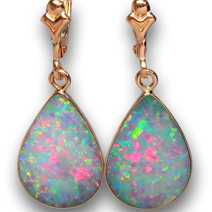 Australian Opal Earrings Rose Gold Dangle Jewelry Gem Gift 11.6ct J02