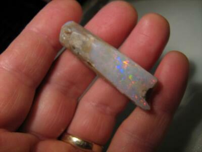 Rare Australian Opal Fossil Belemnite Pipe Specimen Bright Gem Color 50 carats