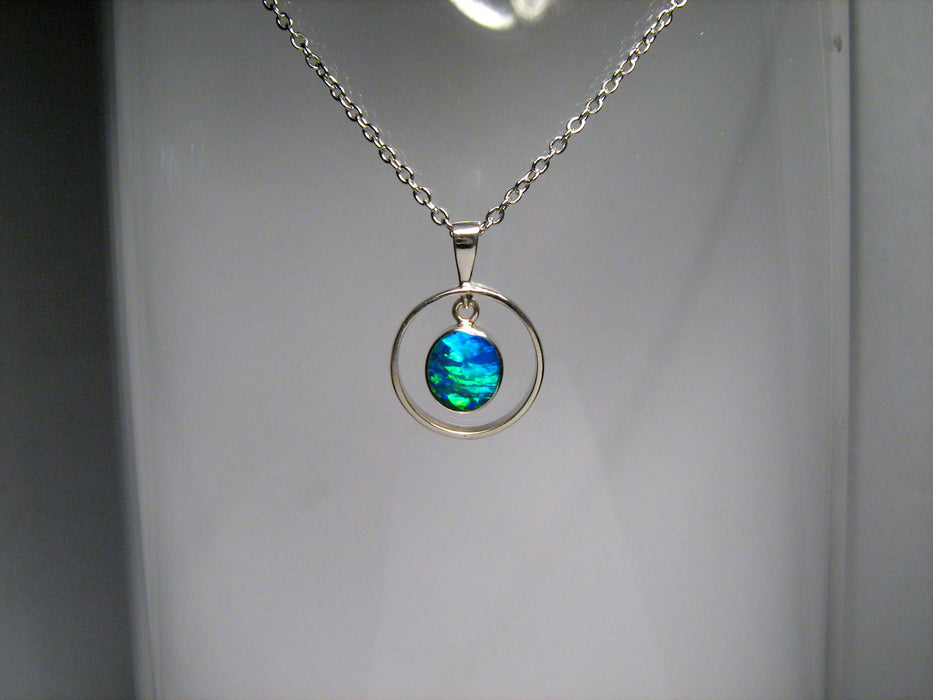 Brilliant Green Fire Australian Opal Pendant & Stud Set Gem Gifts 12.45ct J15