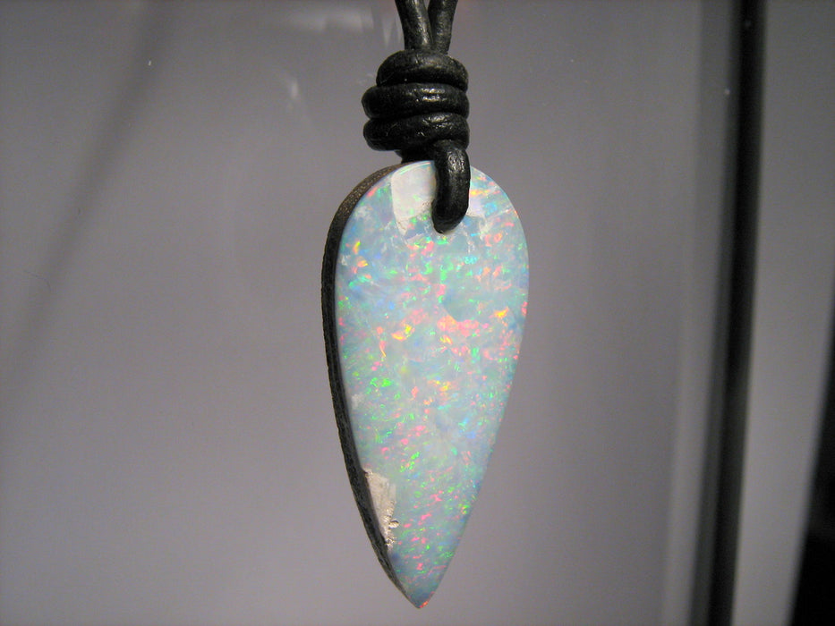 Genuine Australian Opal Doublet Pendant Leather Boho Jewelry 12.8ct H44