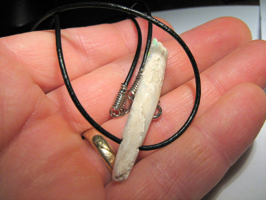 Genuine Australian Opal Belemnite Fossil Pendant Surf Boho Jewelry 12.5ct G58
