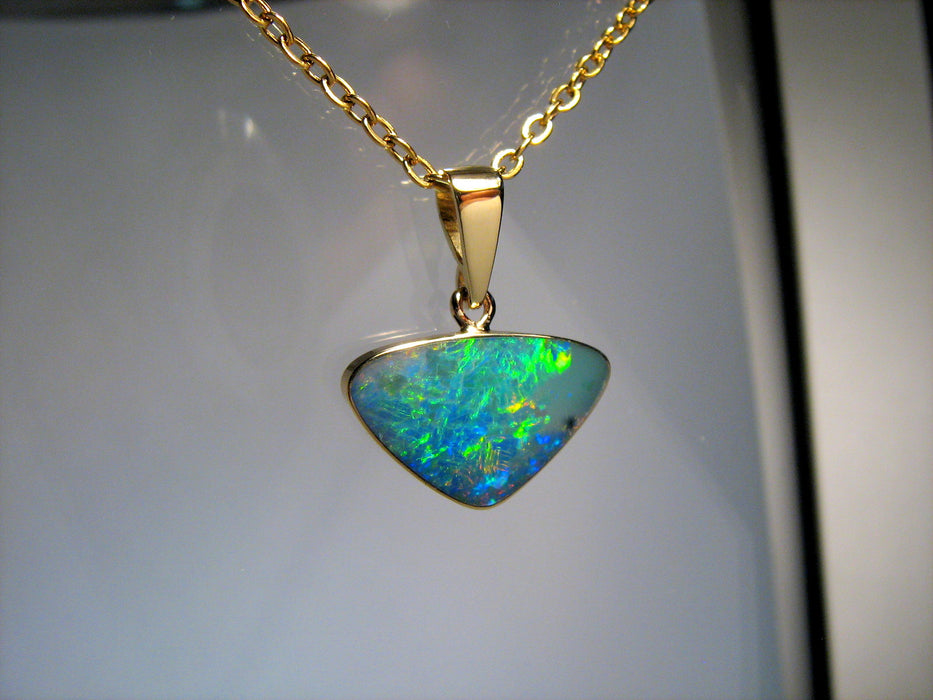 Genuine Australian Opal Pendant Jewelry 4.3ct 14k Gold Bright Gem Gift I78
