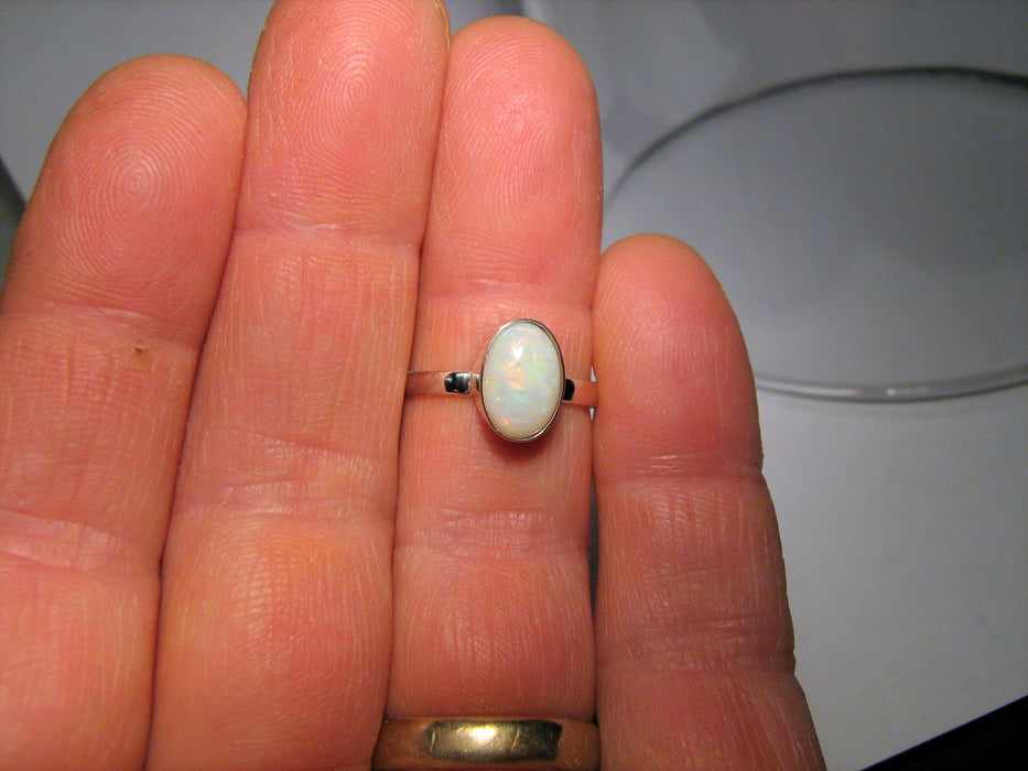 Solid Natural Australian Opal Ring Free Re-Size 7 Silver Gift Jewelry F45