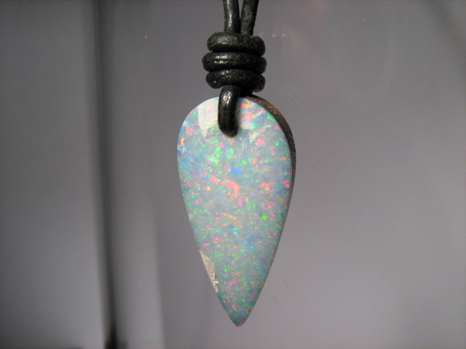 Genuine Australian Opal Doublet Pendant Leather Boho Jewelry 12.8ct H44