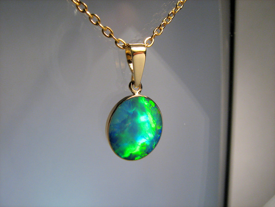 Genuine Australian Opal Pendant Jewelry 4.15ct 14k Gold Rolling Fire Gem I77
